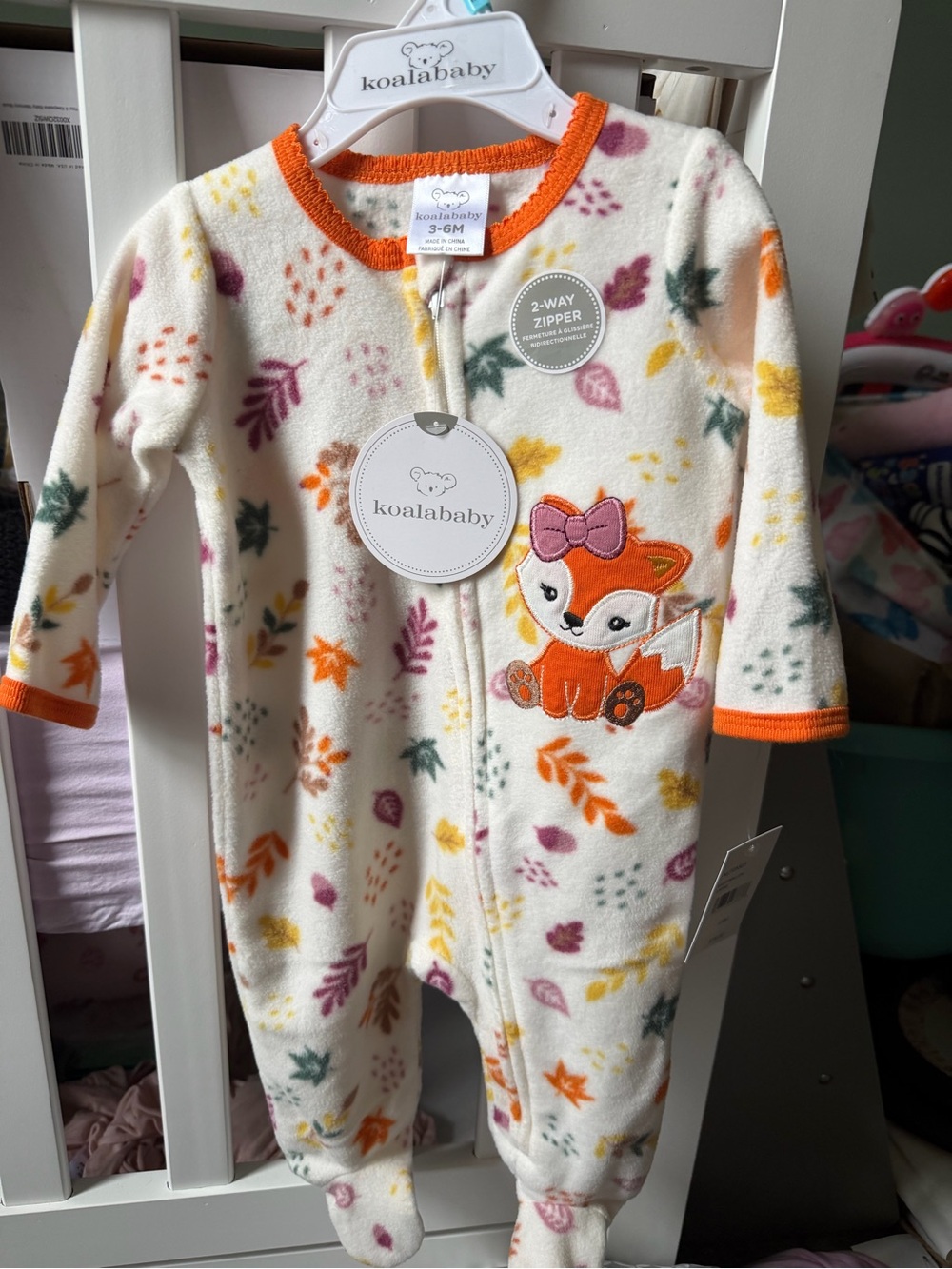 Koala Baby Orange Fox Fleece Sleeper 3-6 months